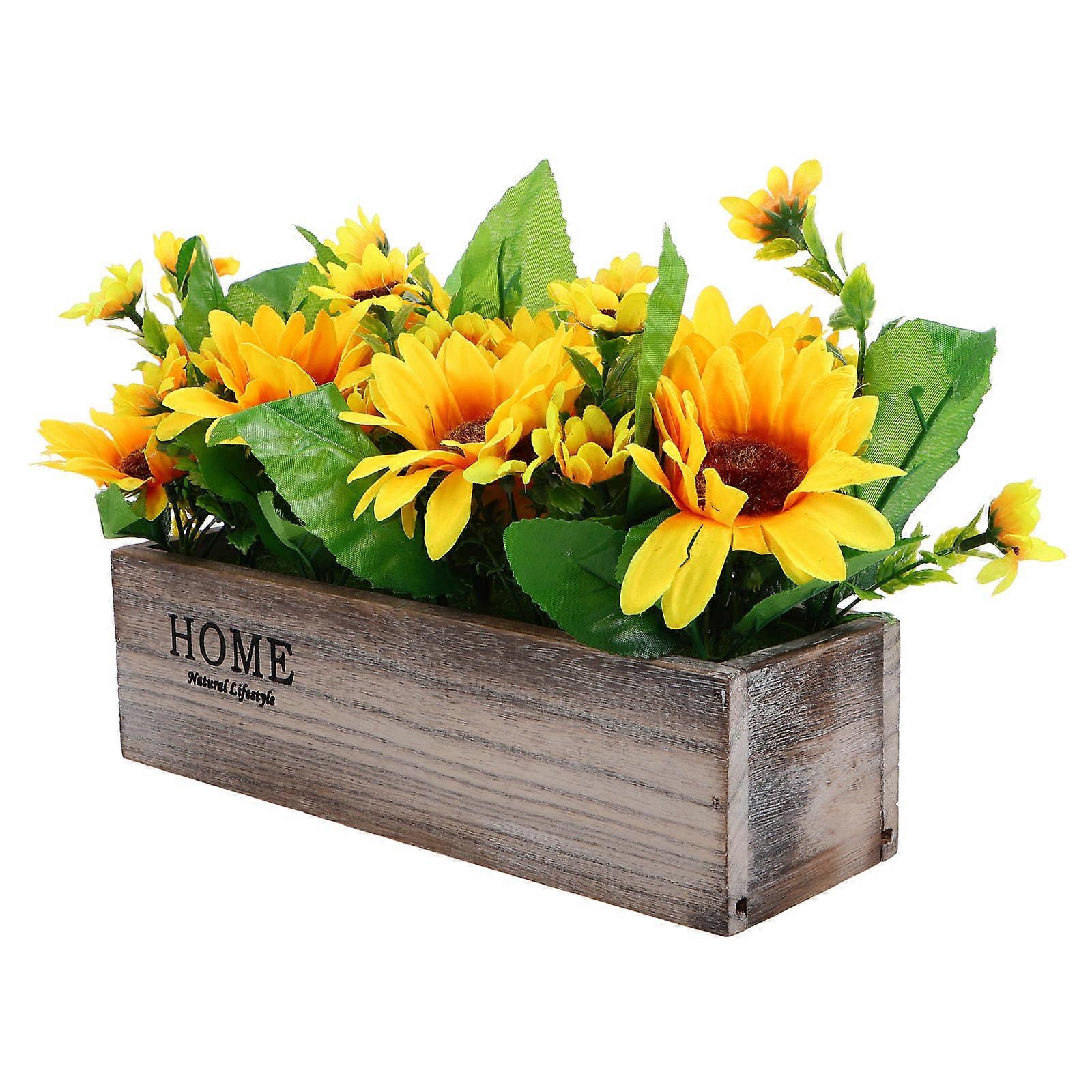 Sunflower Artificial Flowers Potted Plant for Home Decorative Table Display