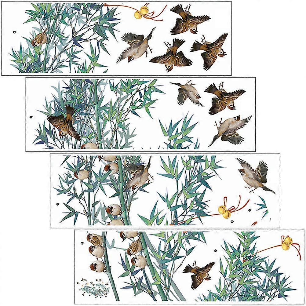 PVC Wall Sticker Sparrows Pattern for Decor 1Set with Bamboo Leaf Design