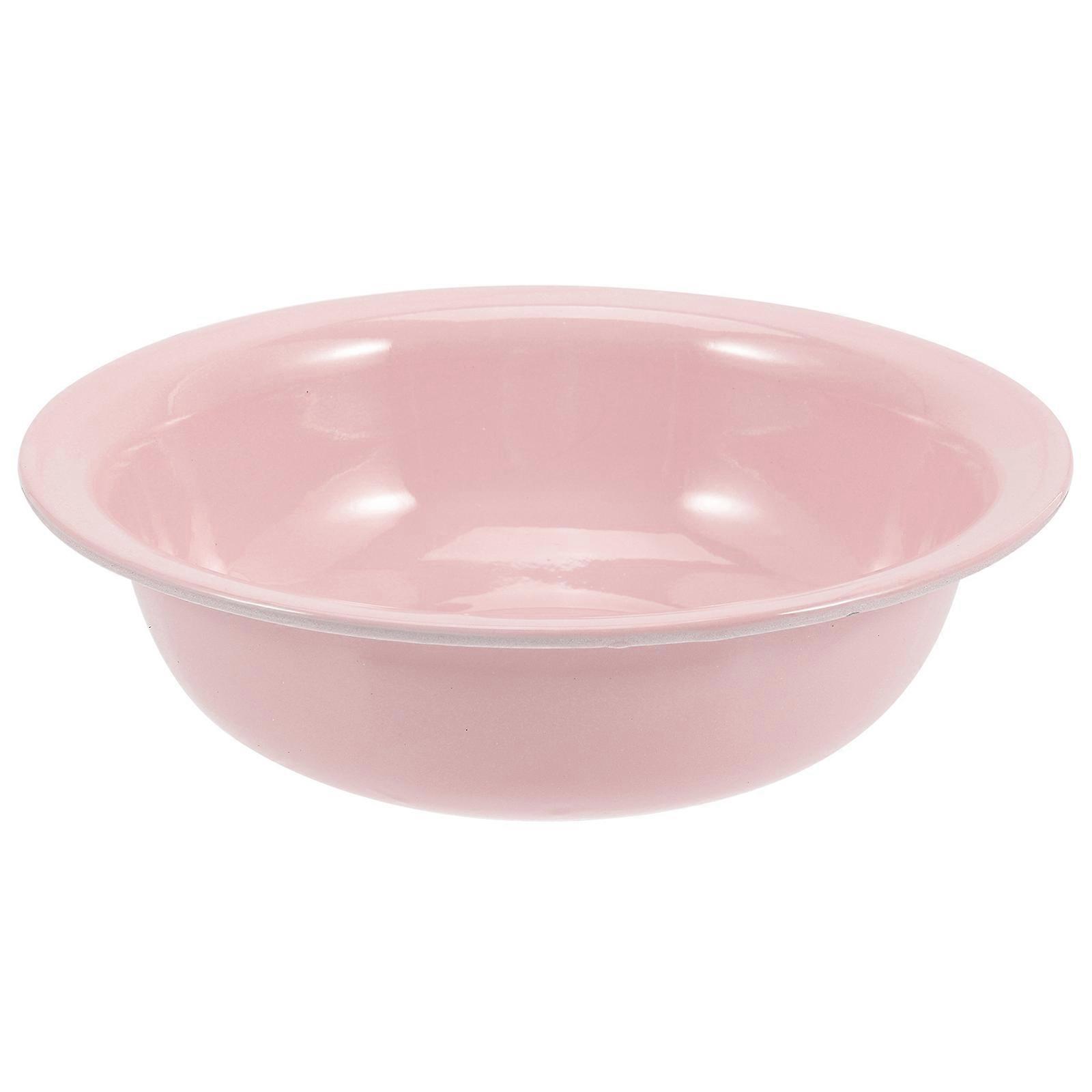 Retro Enamel Basin for Storage Multi-Functional Pink Vintage Enamelware