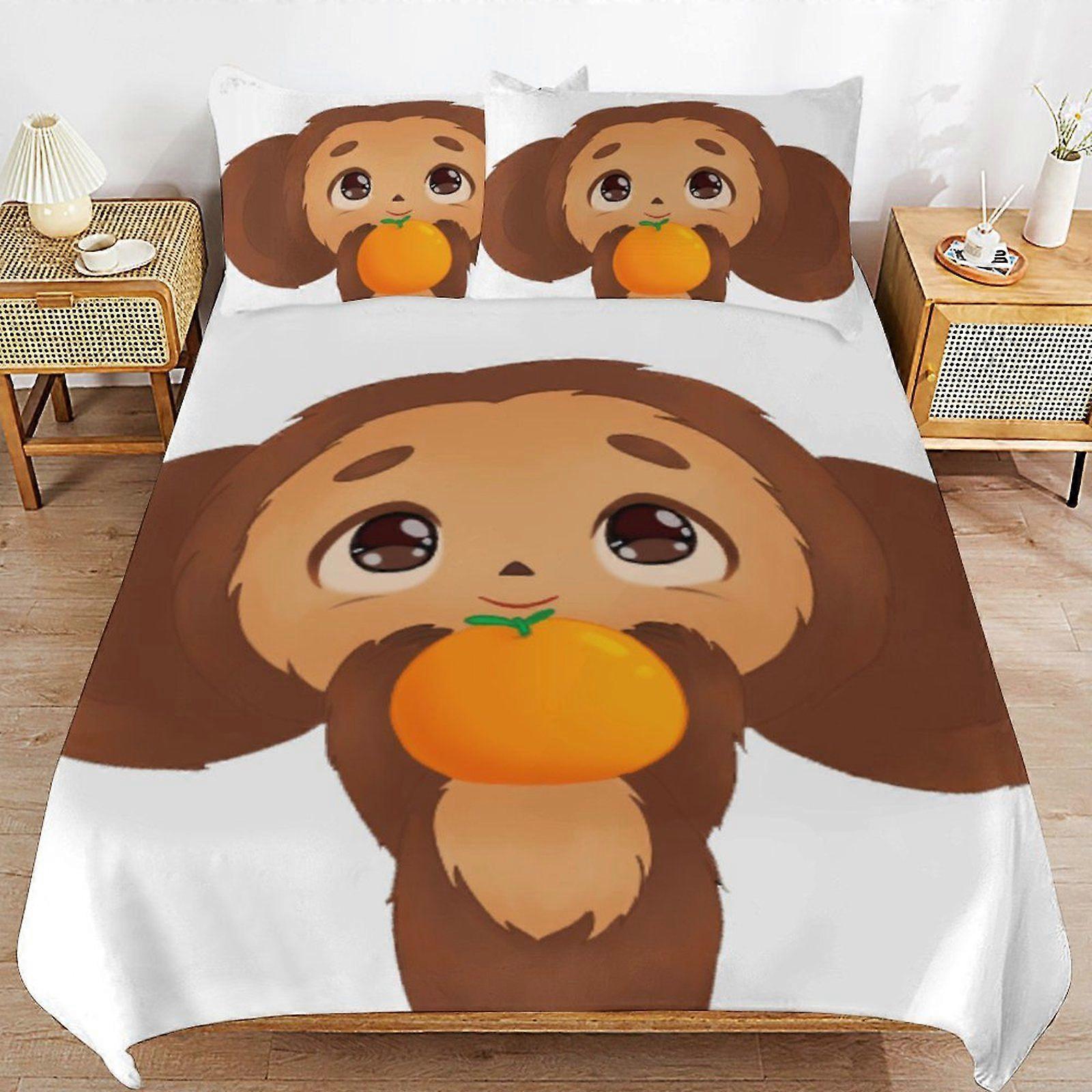 1489JR Cheburashka Zipper Closure Ultra Soft High Thread Count Machine Washable Duvet Cover Sets for All Season YZ1489