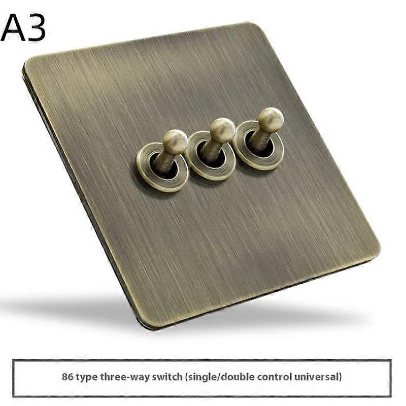 Retro Eu Metal Panel Wall Toggle Light Switch Socket,Bronzed Antique Stainless Steel Wall Light Switch