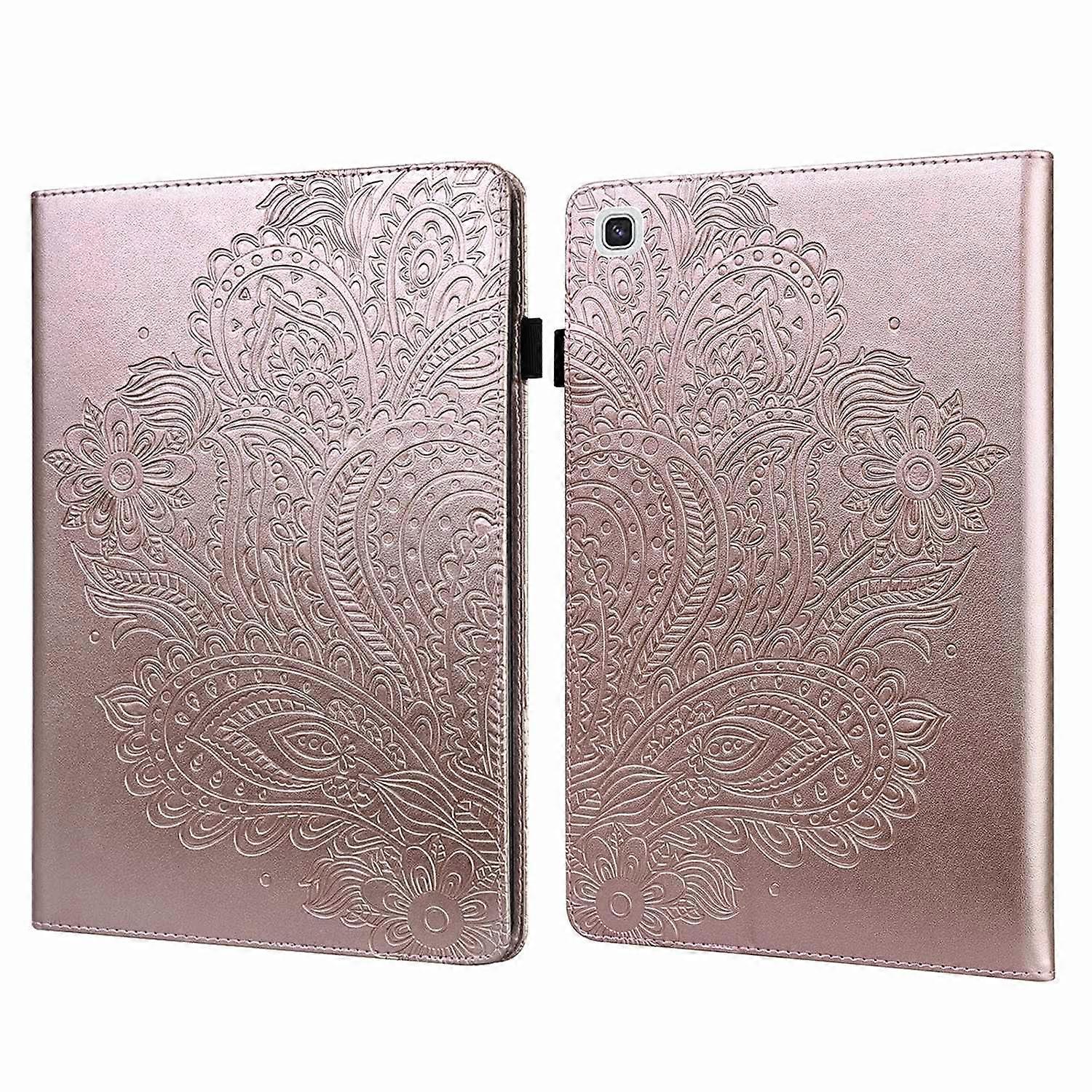 Imprinted Flower Pattern Leather Wallet Stand Tablet Protective Shell for Samsung Galaxy Tab A7 10.4