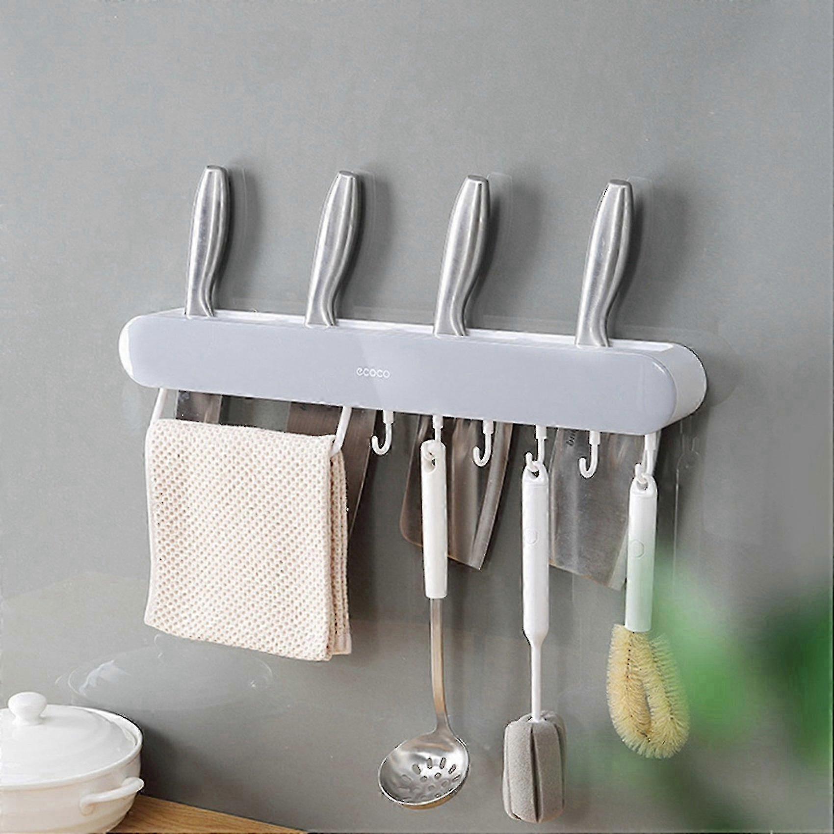 Ecoco Multifunctional Knife Holder Wall Mount Kitchenware Stand,gray