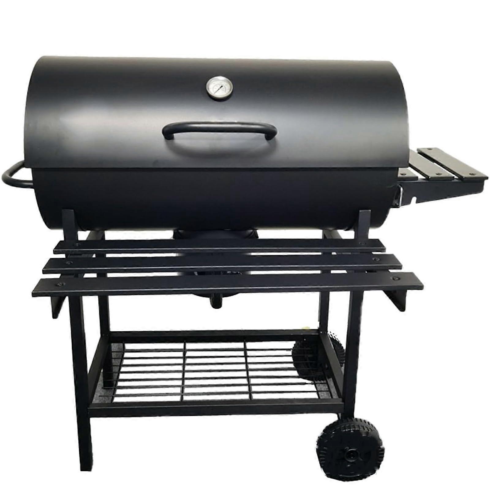 Charcoal BBQ Grill with Side Table and PullOut Ash Tray, Large Outdoor Barbecue for Camping
