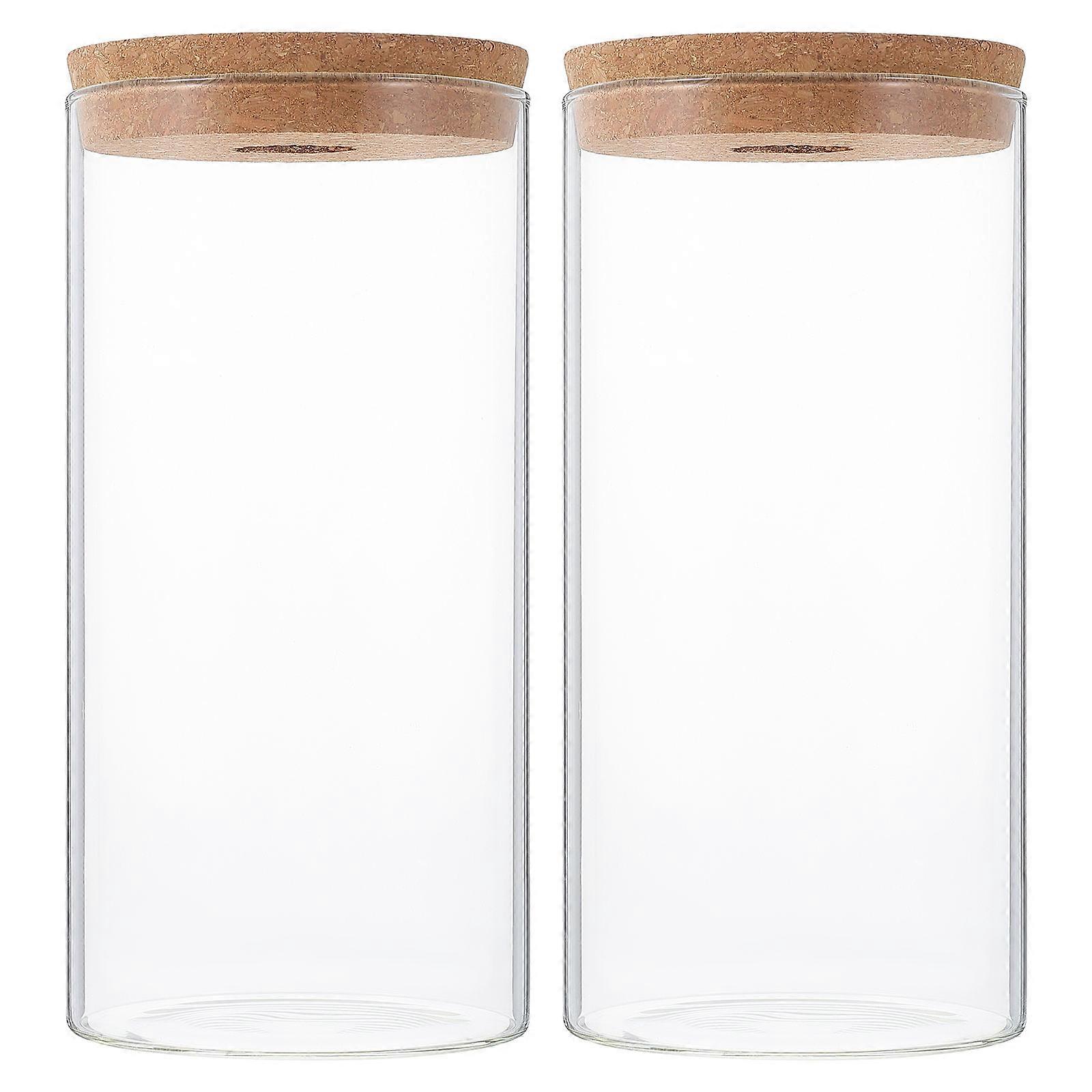 Glass Terrarium Container for Storage Use 2Pcs Transparent Durable Material