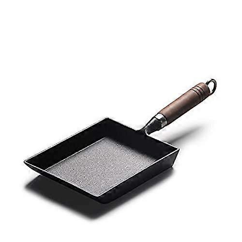 Omelette Pan Non Stick Rectangular Frying Pan with Wooden Handle for Gas and Induction Cooking