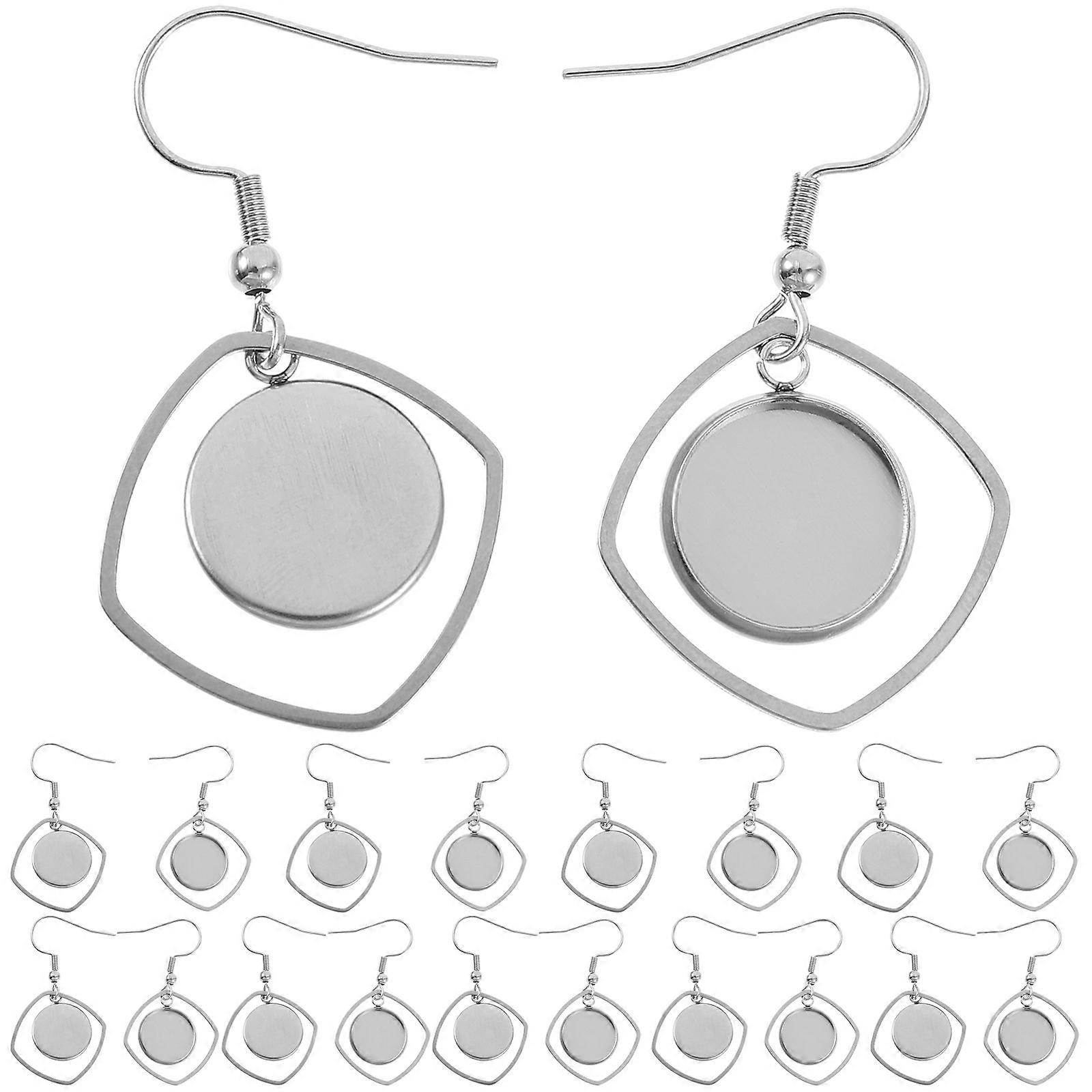 Silver Stainless Steel Earring Hook Bezel for Craft Use 20Pcs Set