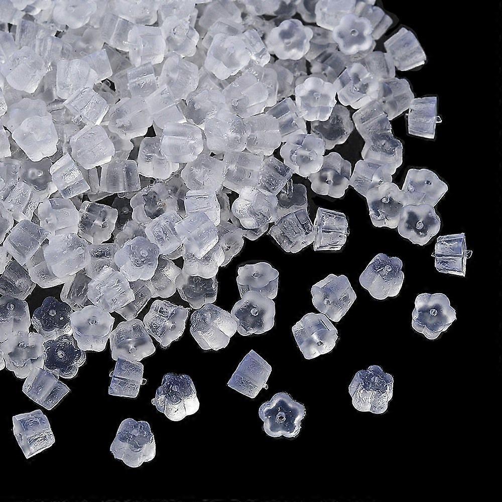 250pcs Plastic Bell Ear Nuts Earring Backs White 4x2.5mm Hole: 0.7mm