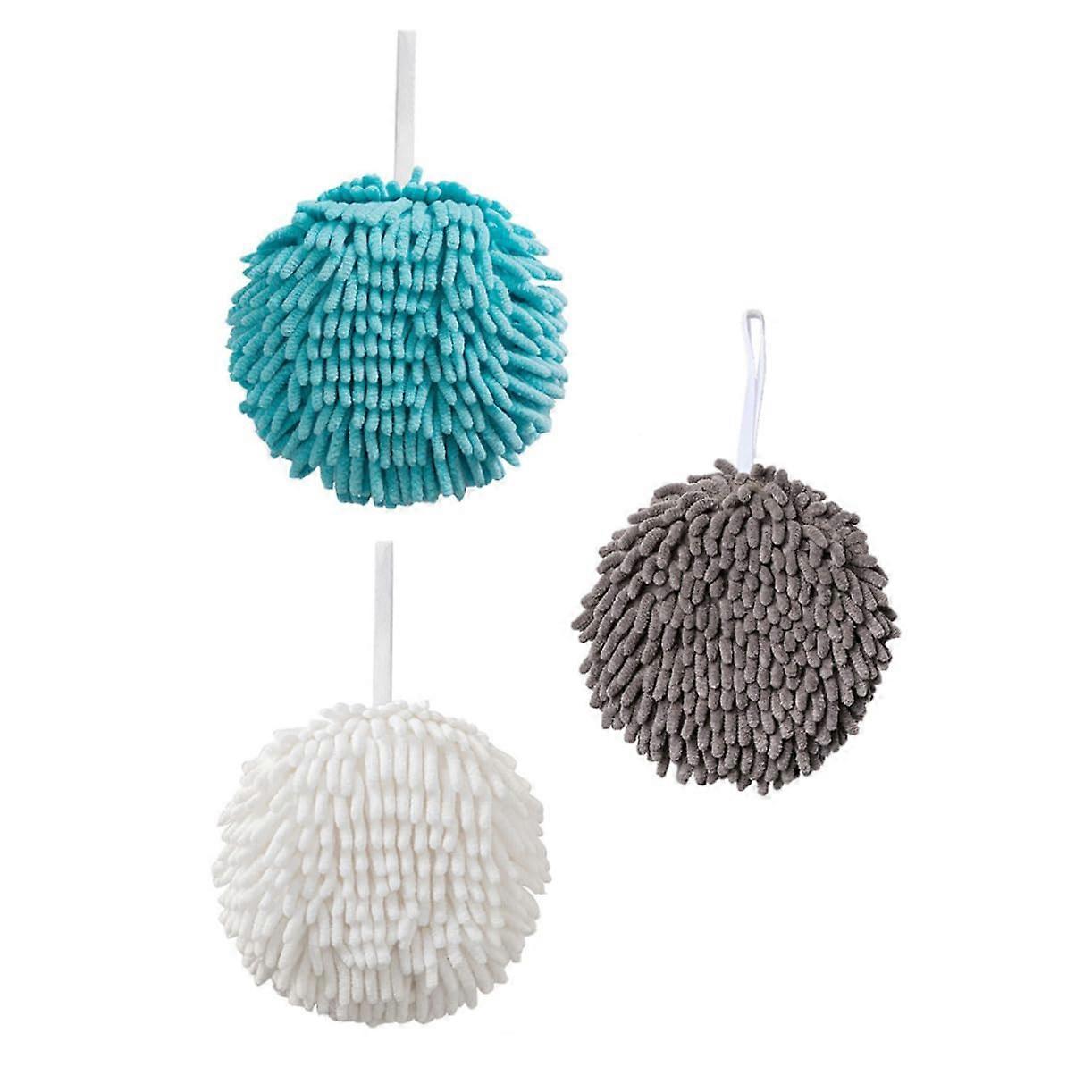 3pcs Super Absorbent Hanging Hand Towels Fluffy Chenille for Kitchen Bathroom Fast Drying