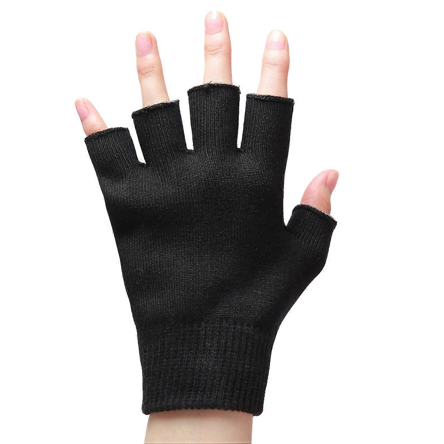 Fingerless Moisturizing Gloves with Gel Spa Lining for Deep Hydration and Overnight Hand , Black M