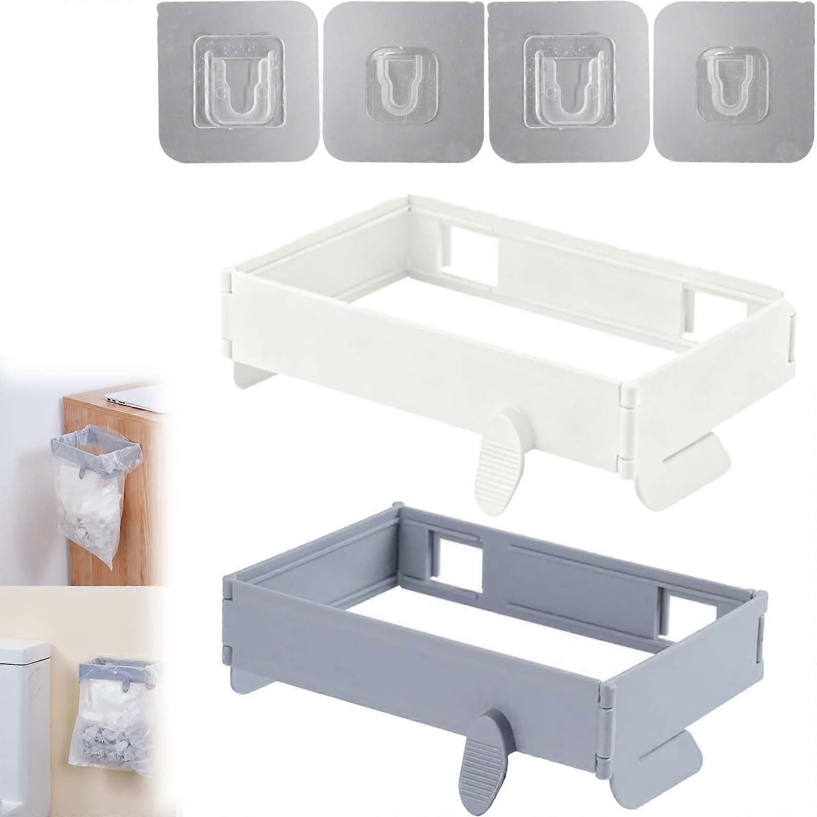 Foldable Trash Bag Holder with Magnetic Closure, Wall Mounted No Drill Garbage Bag Hanger for Kitchen