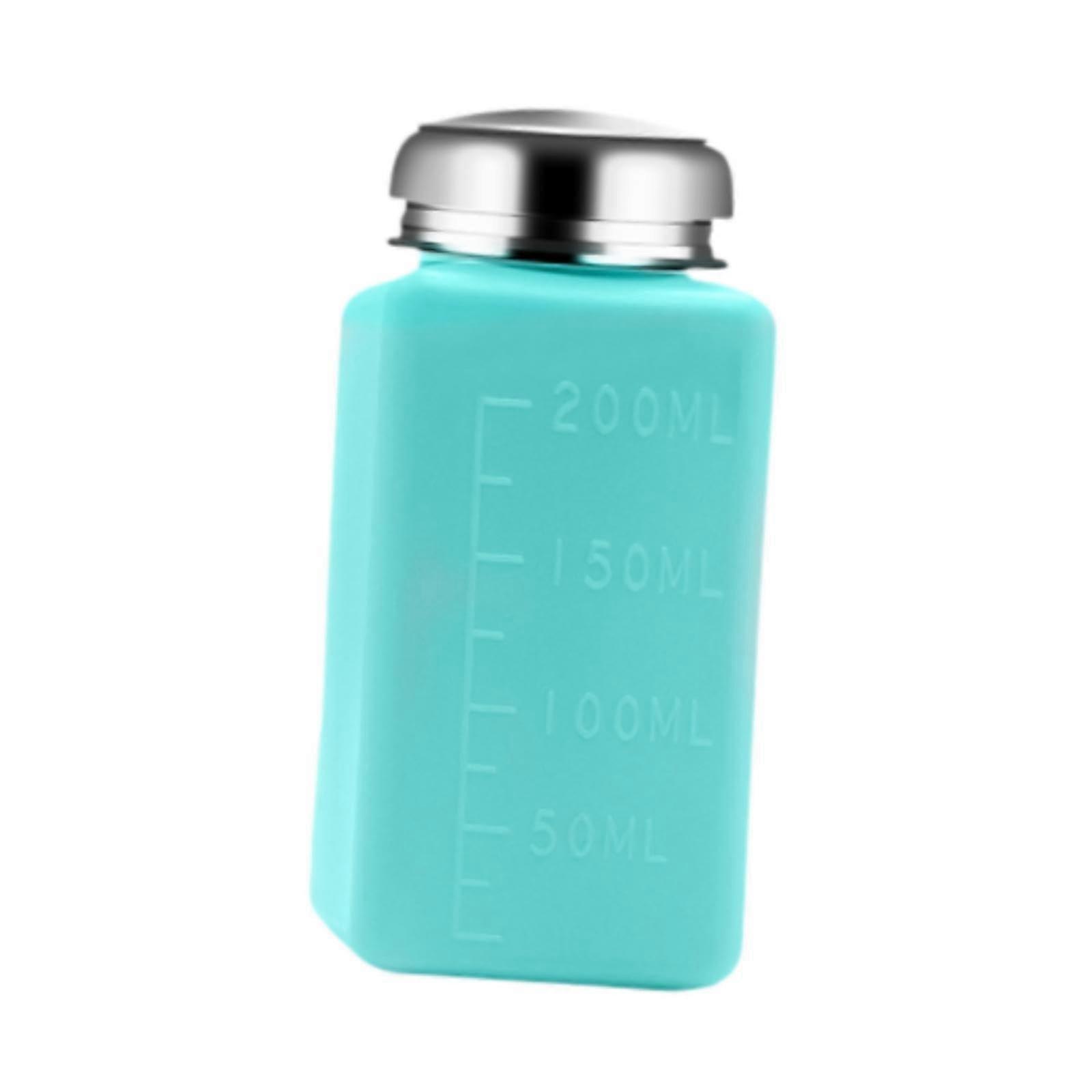 200ml Square Pump Dispenser Bottle for Makeup, Leakproof Refillable Liquid Container, Blue