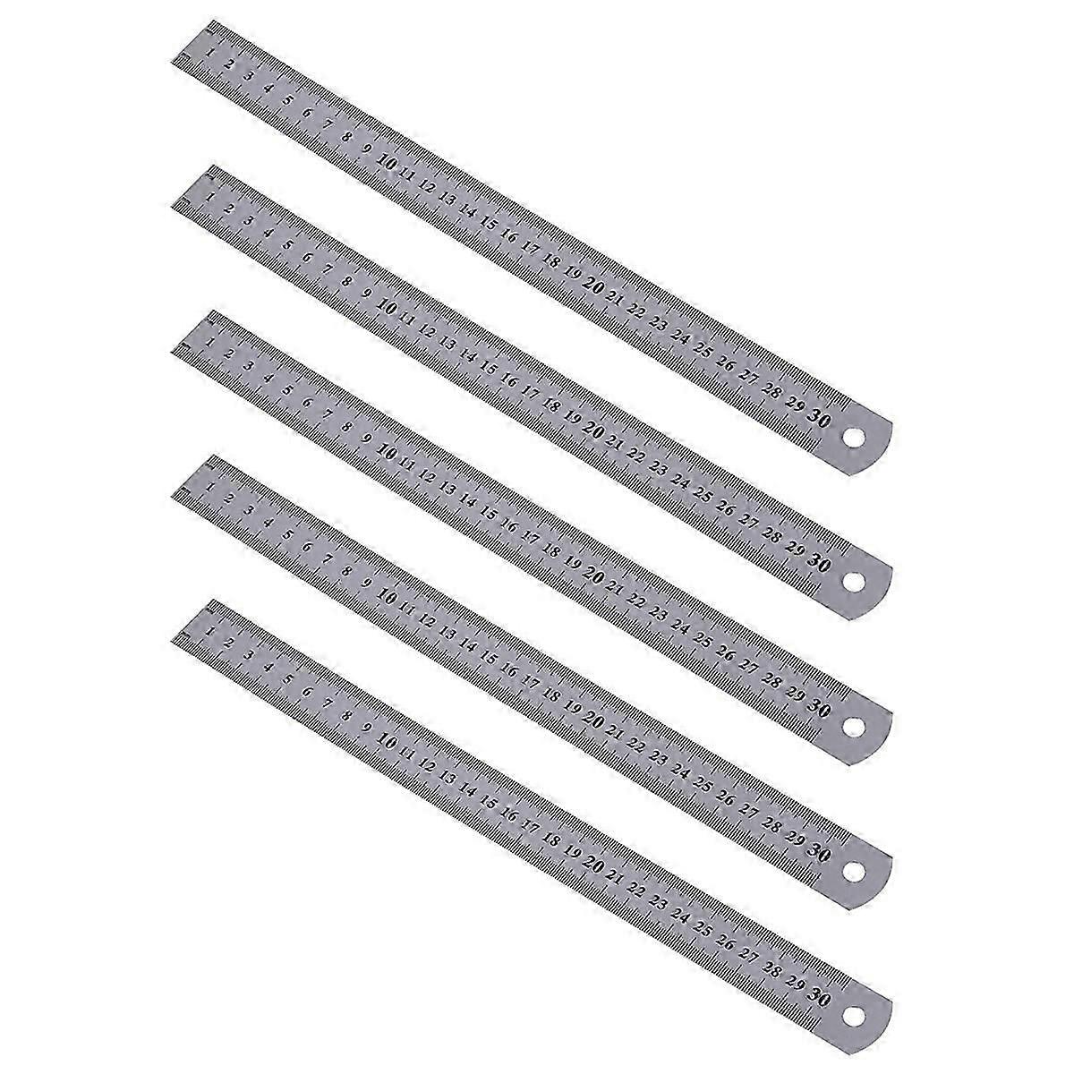 5X Stainless Steel Ruler Measure Metric Function 30cm 12Inch