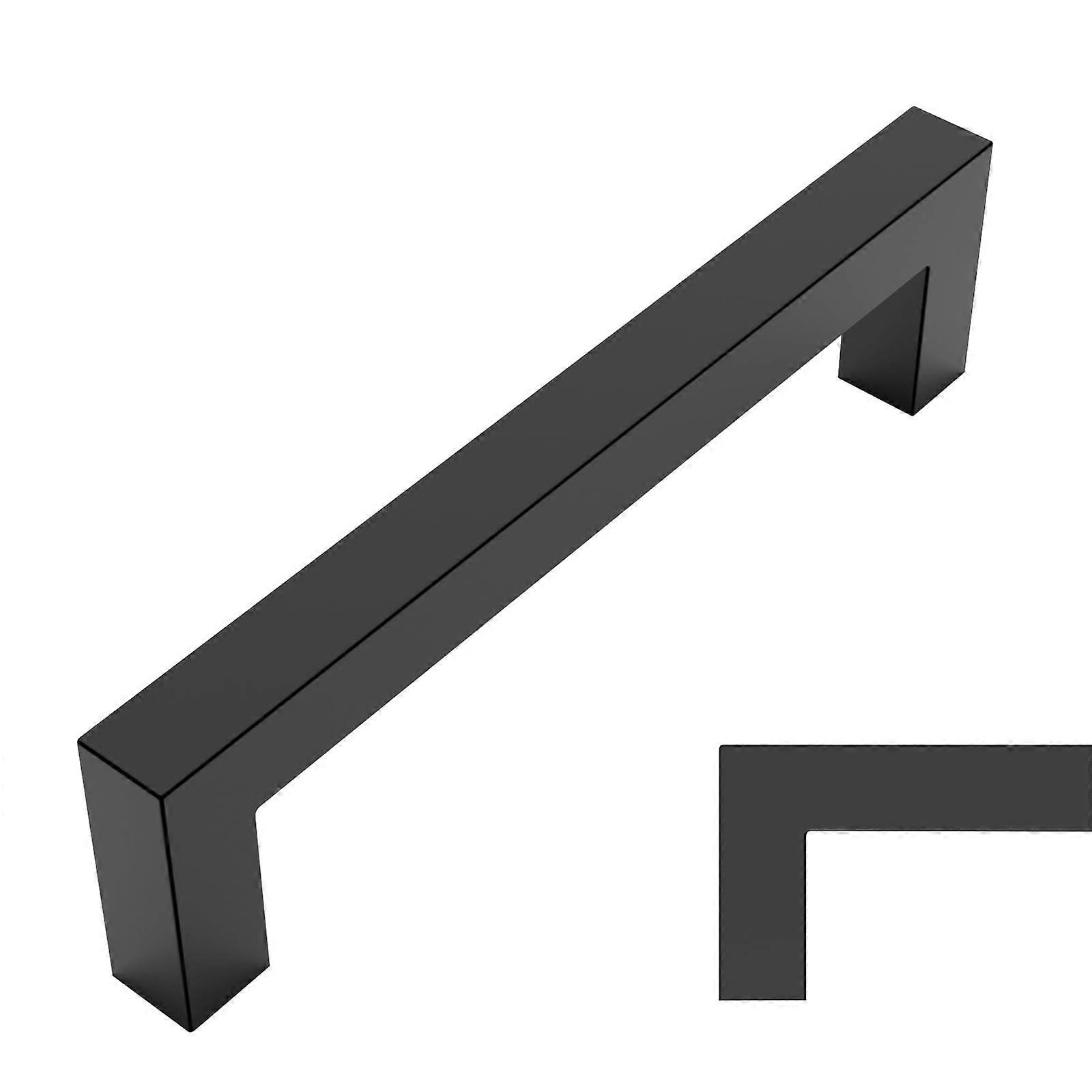 10 Pack Matte Black Cabinet Pulls 5 Inch 128mm Square Drawer Handles Modern Kitchen Hardware