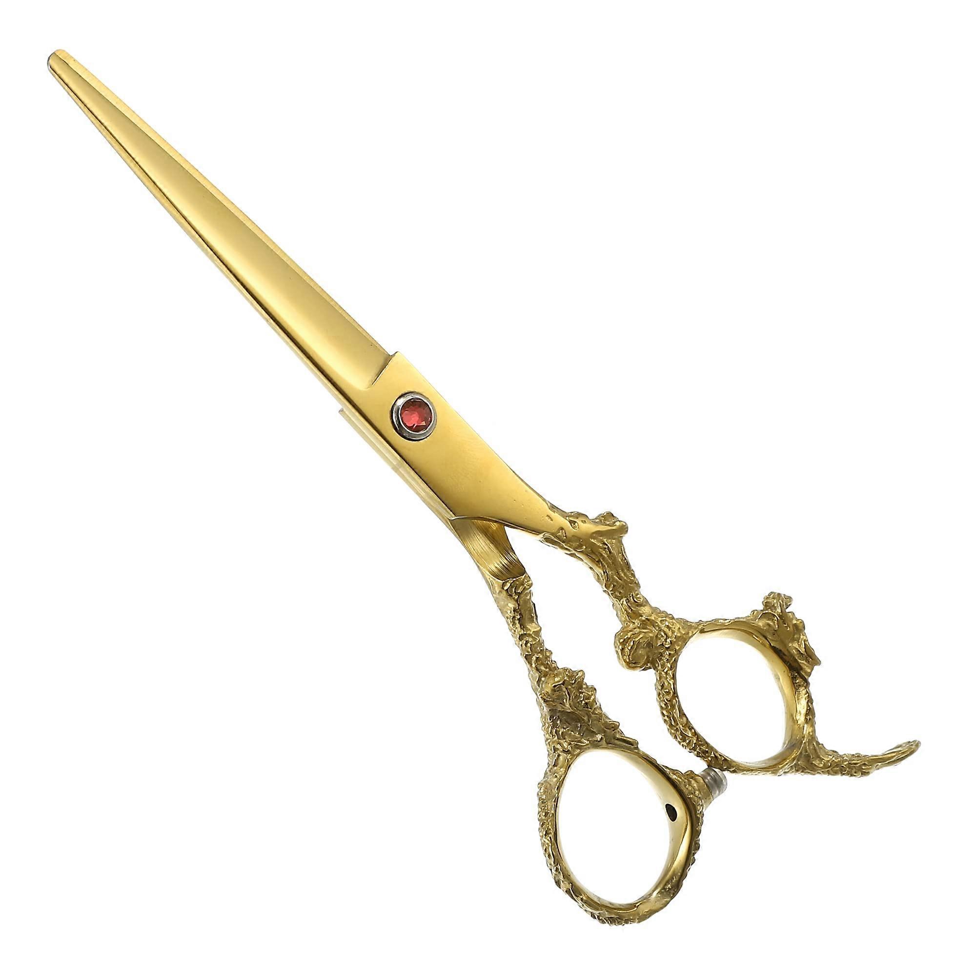 Tesoura de corte de cabelo profissional de 6,5 polegadas com acabamento dourado e lâminas extremamente afiadas.