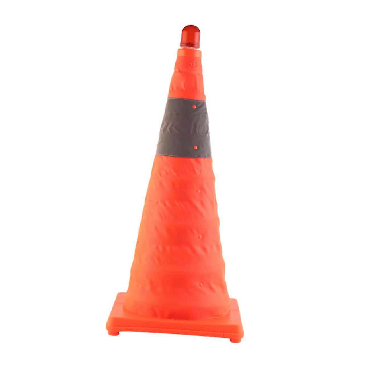 Reflective Traffic Cone with LED Light, Foldable Rubber Base, Battery Powered for Road Safety
