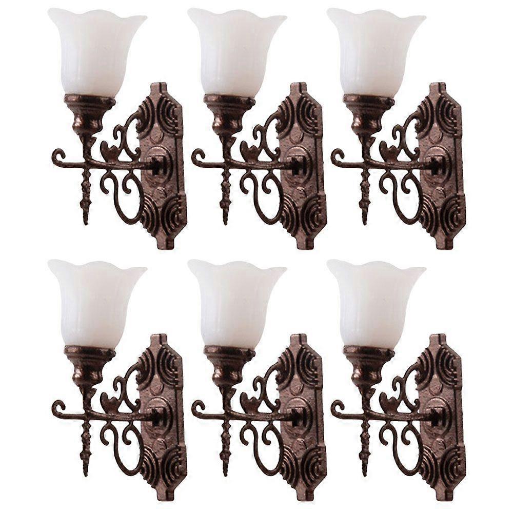 6pcs Simulated Mini Yard Lights Model Light Model Sand Table Lamp Decorations