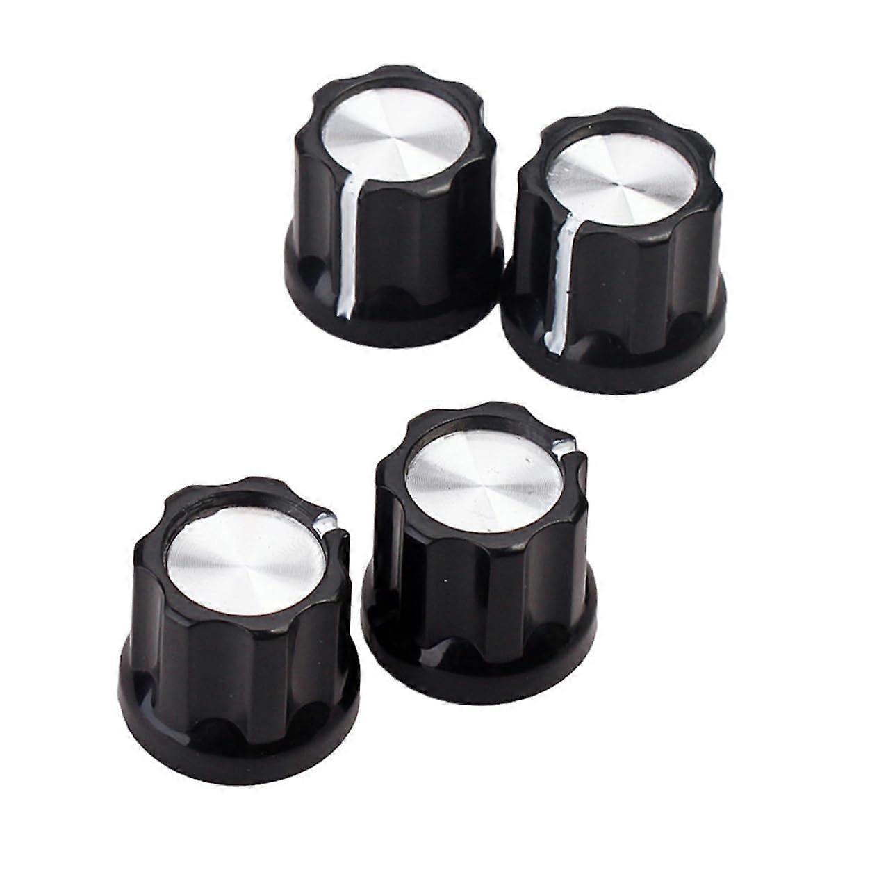 Silver DType Guitar and Bass Knobs 4pcs Vintage Finish Quick PushOn Install Replacement Set