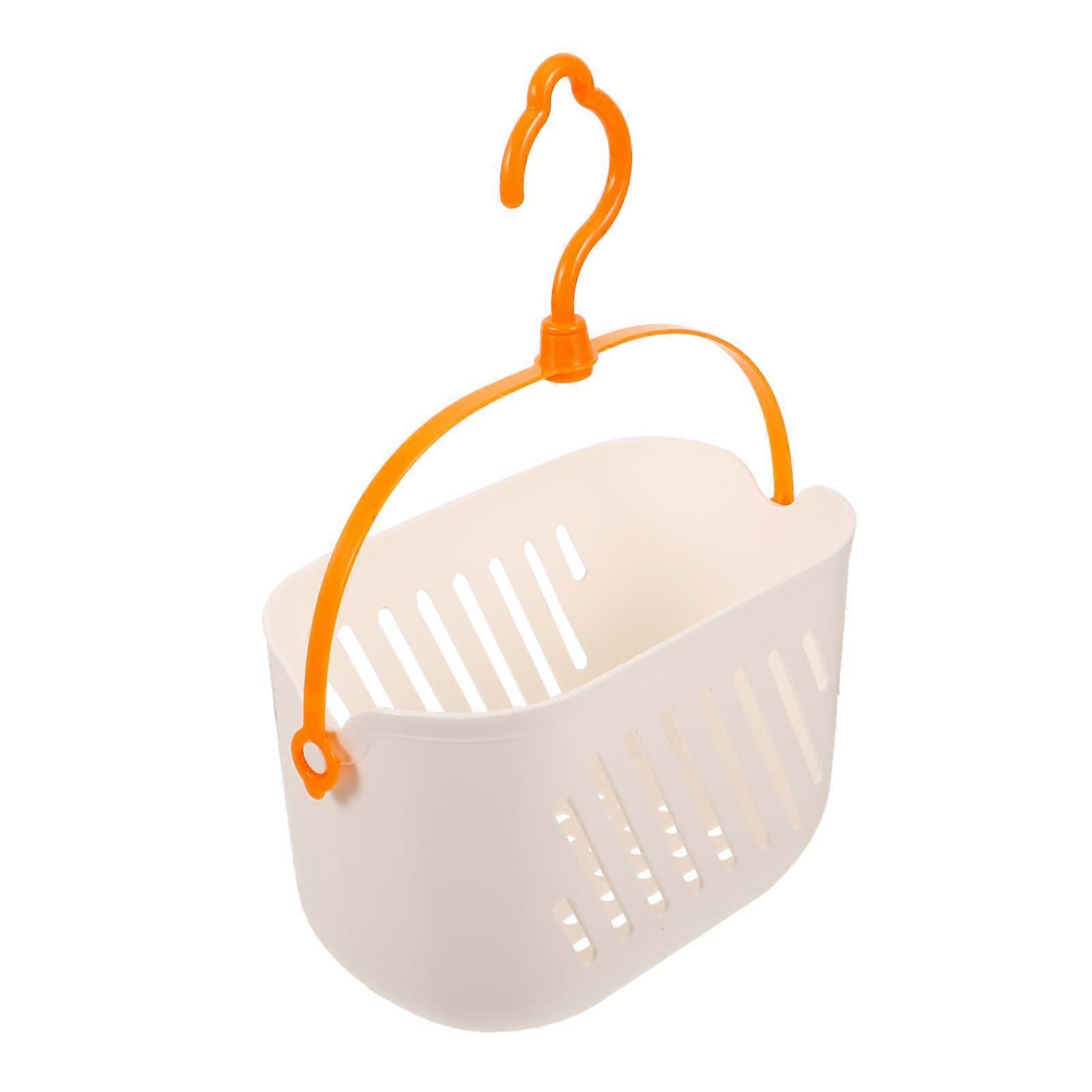 Hanging Storage Basket Shower Caddy Waterproof Hollow Drain with Rotatable Hook for Bathroom Kitchen