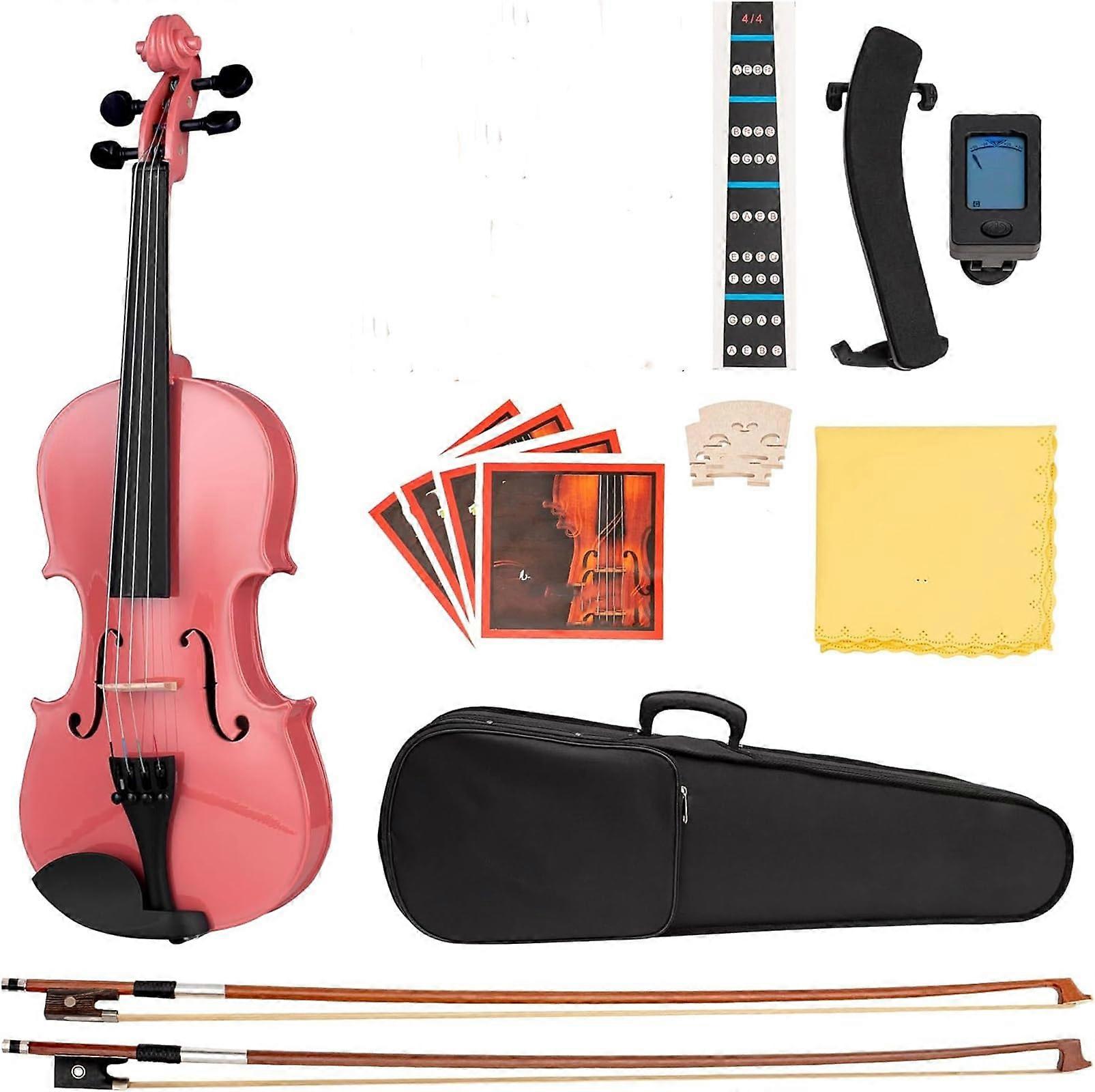 3/4 Student Violin Beginner Kit with Case, Bow, Extra Strings, Spruce Maple Build, Clear Tone