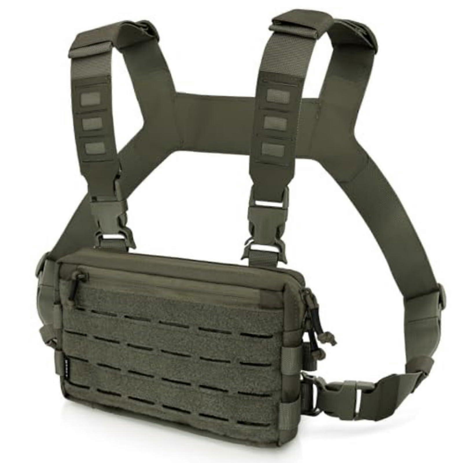 Tactical Chest Rig with Adjustable Harness, Large Compartment and MOLLE for Outdoor Running