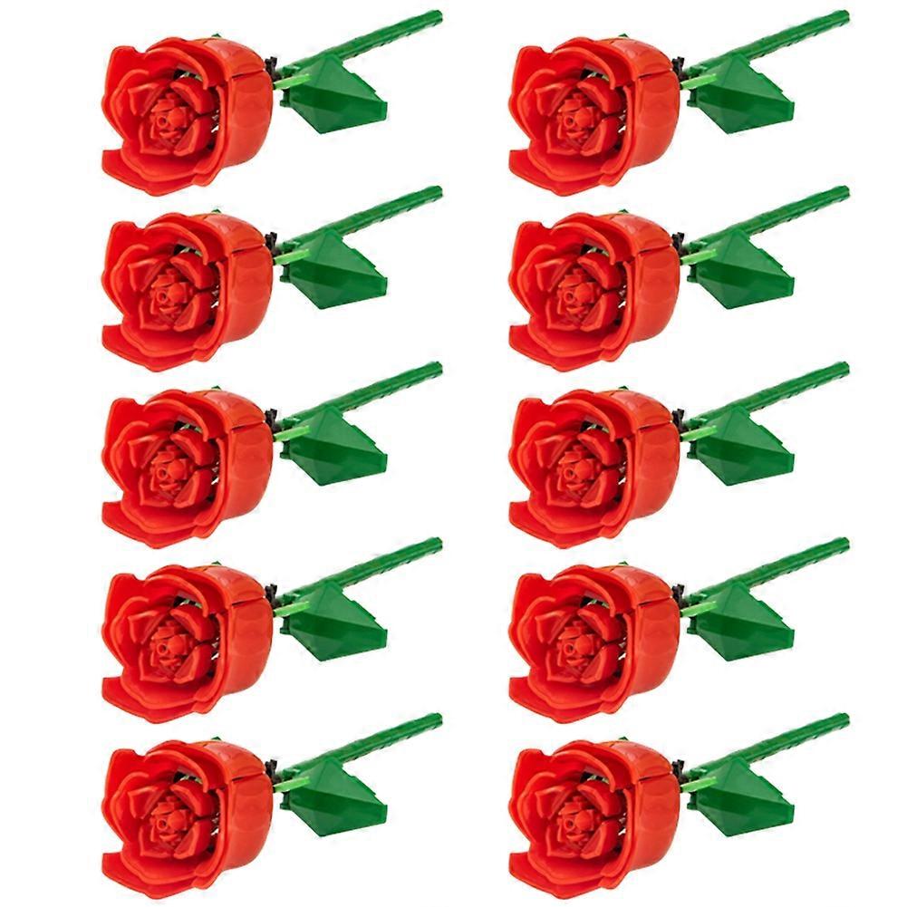Romantic Rose Bouquet Building Blocks Eternal Model Red
