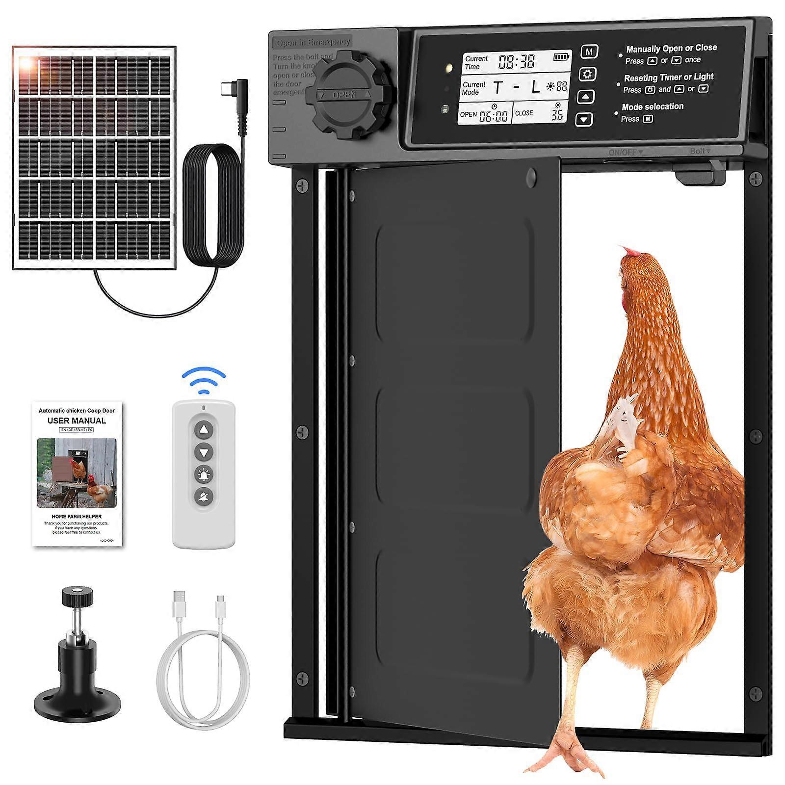 Automatic Chicken Coop Door with LCD Display, Timer and Predator Protection, Weatherproof Quiet Motor