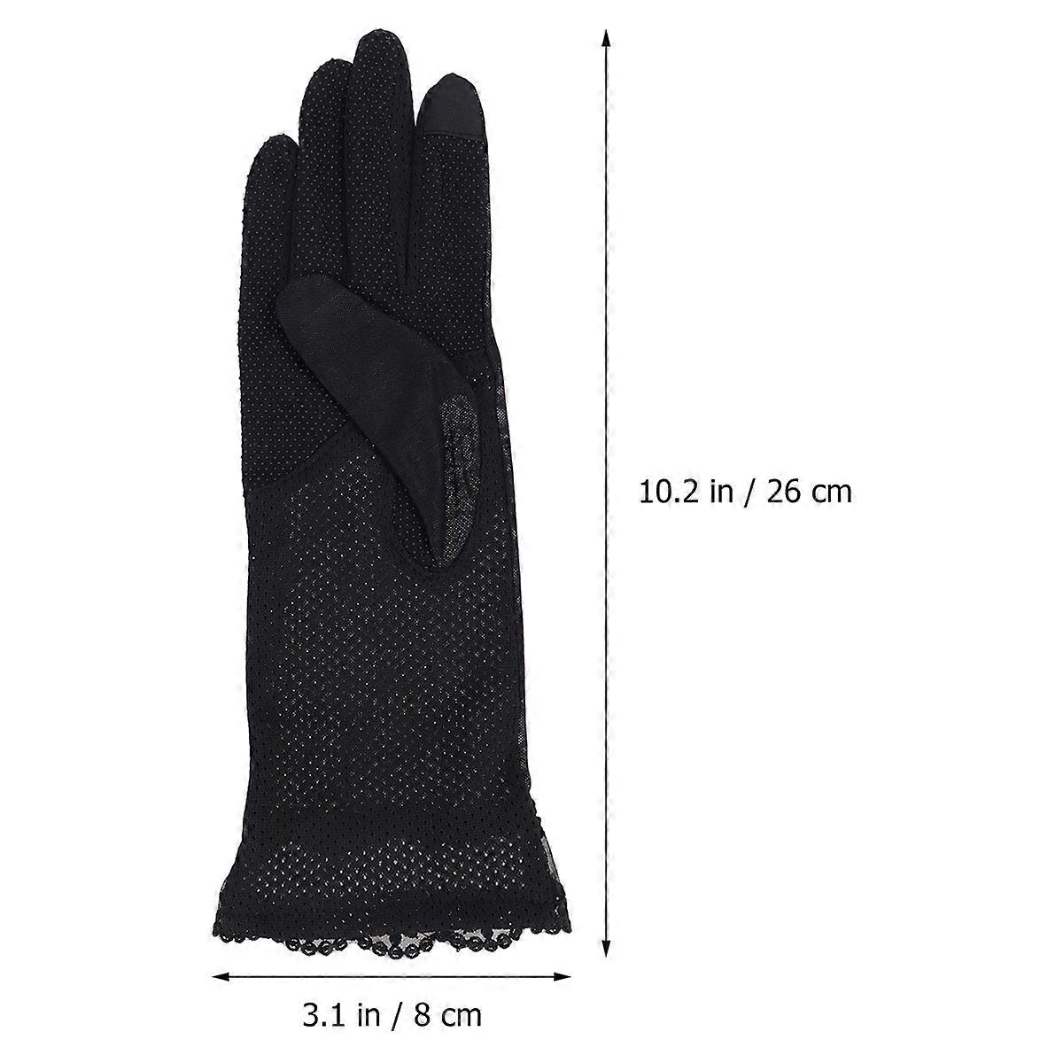 Women's Sun Screen Gloves Protective Barrier Touchscreen Compatible Black 1Pair