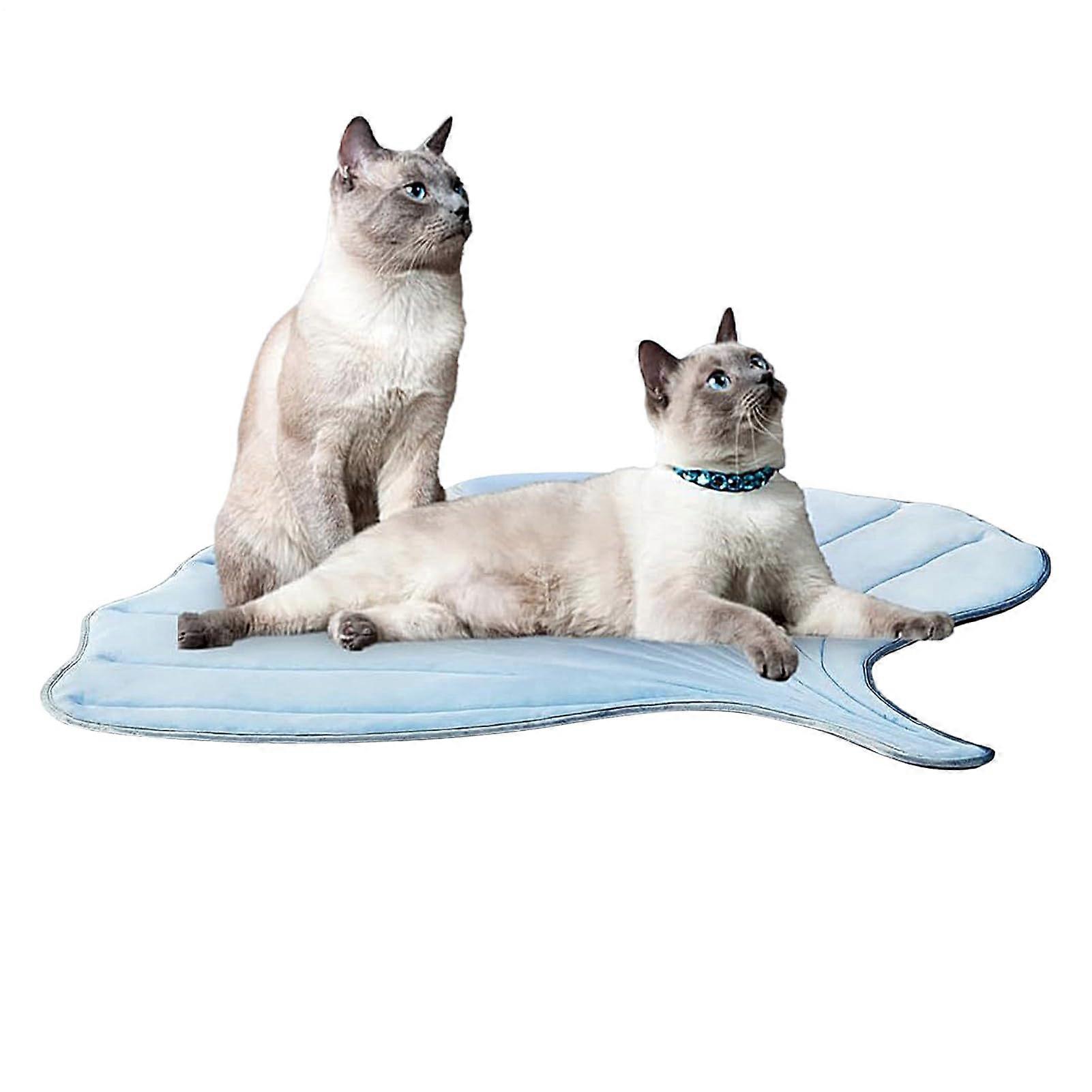 Cooling Mat for Pets with SelfCooling Fabric, NonSlip Bottom, Leaf Pattern, Summer Dog Cat Bed