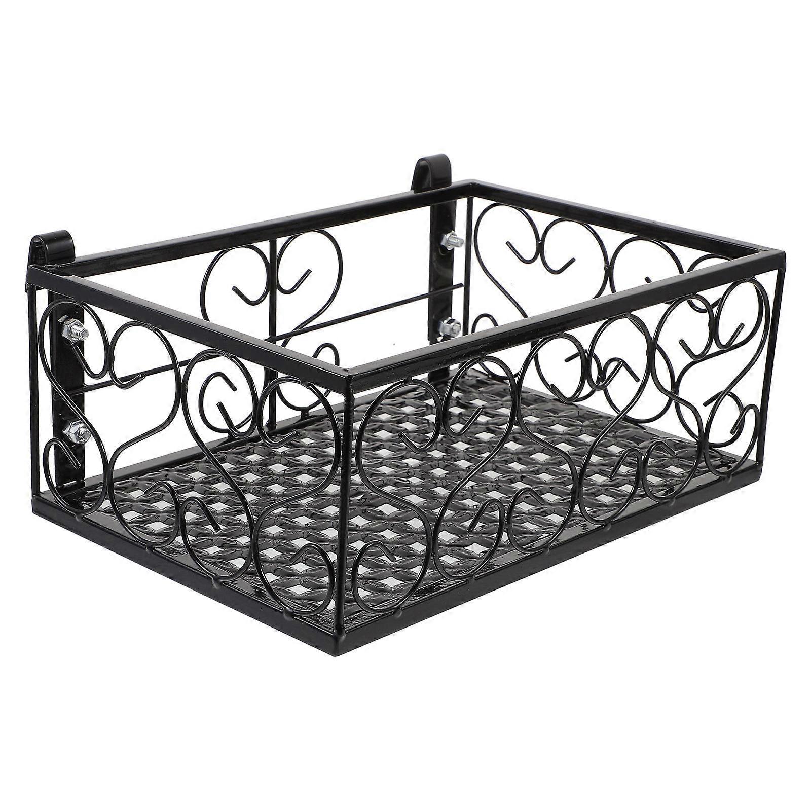 Railing Flower Pot Holder Iron Construction for Storage Use 1Set