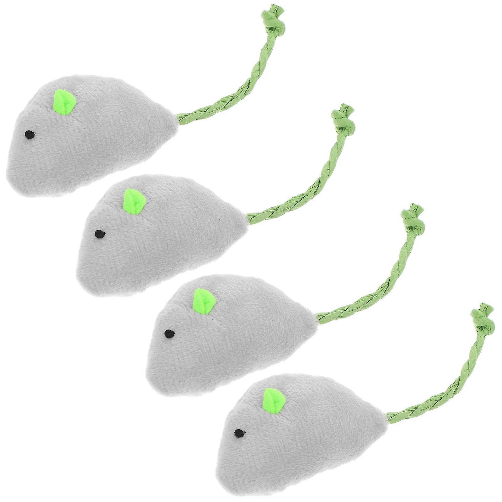 Plush Simulation Mouse Cat Toys for Interactive Chewing and Play 4Pcs Set