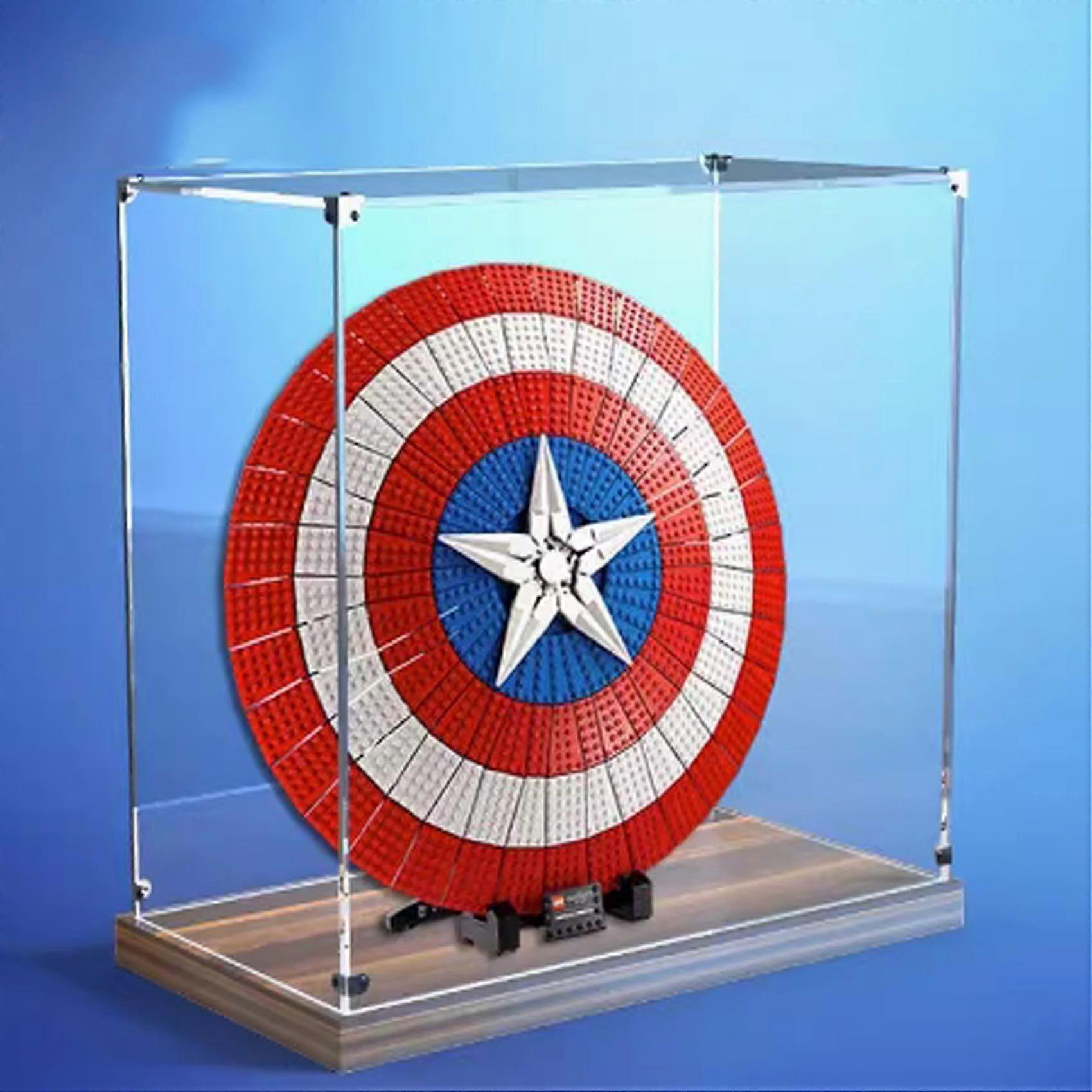 Acrylic Display Case Dustproof Clear Box with Walnut Base for  76262 Shields Model