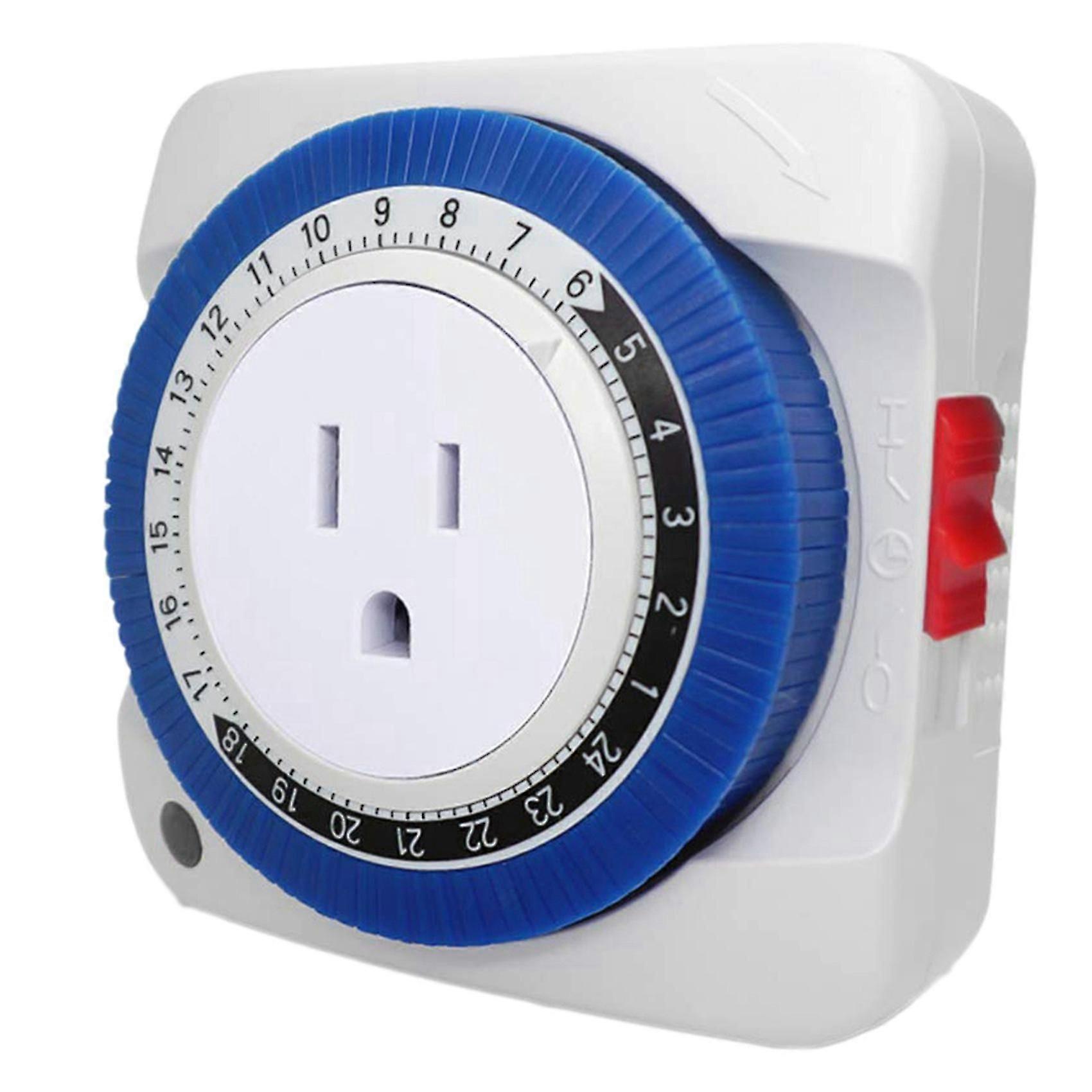 2X Outlet Timer Switch 24 Hour Plug-in Electric Mechanical Outlet Timer Switch Outlet Mechanical Timing Socket US Plug