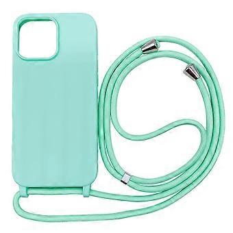 Green TPU Silicone Lanyard Case for iPhone 16 Pro, Shockproof Slim Rope Bumper Cover with NonSlip Grip