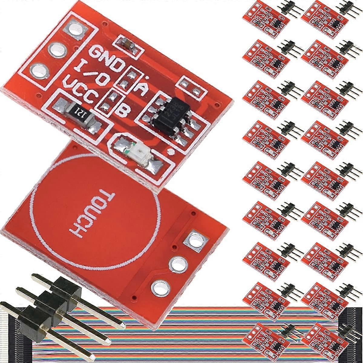 20 Pcs TTP223 Touch Button Module Self-locking Jog Capacitive Touch Key Switch Sensor Module Single Channel for Arduino with Cable