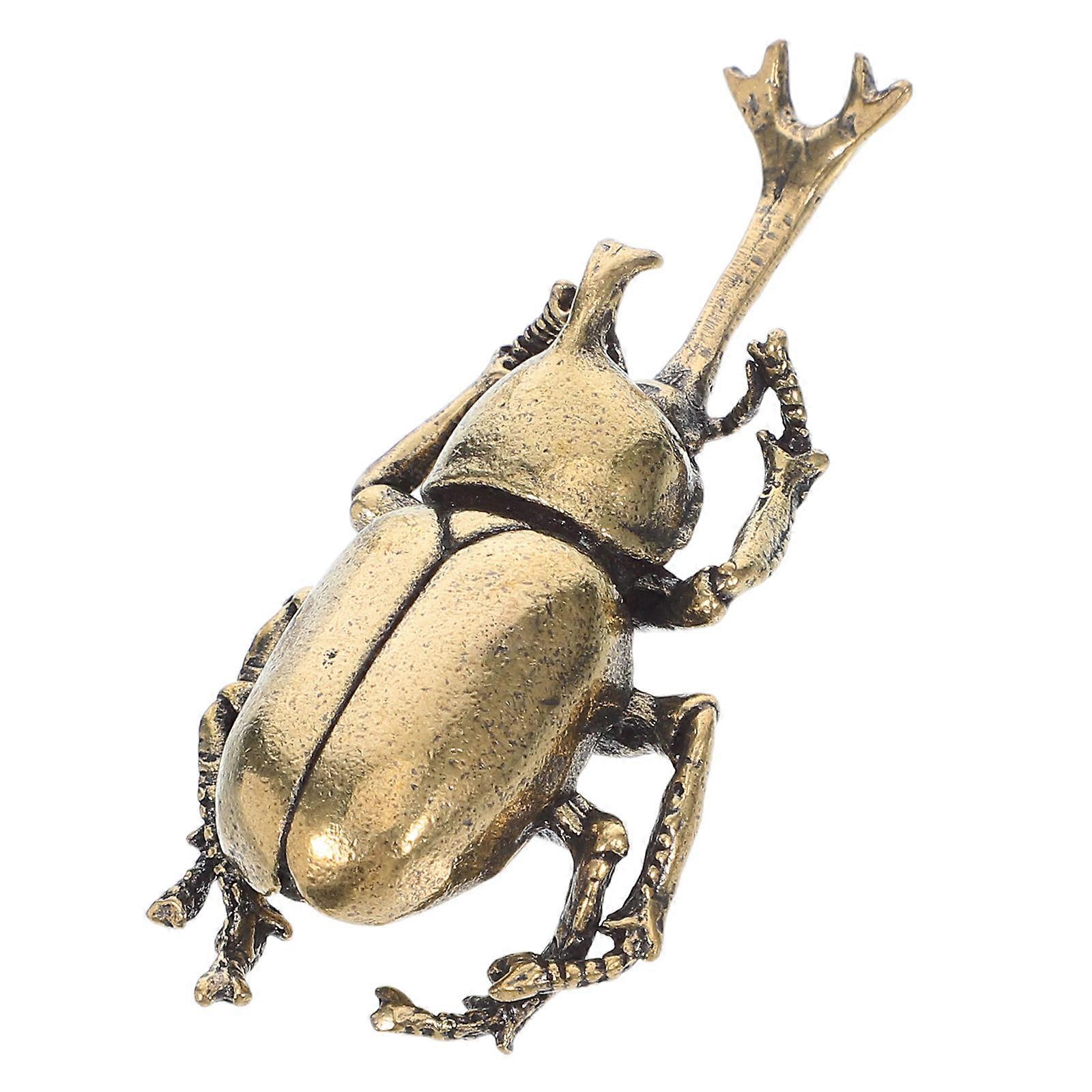 Solid Brass Decor Simulation Beetle Decorations Brass Beetle Miniature Insect Figurine