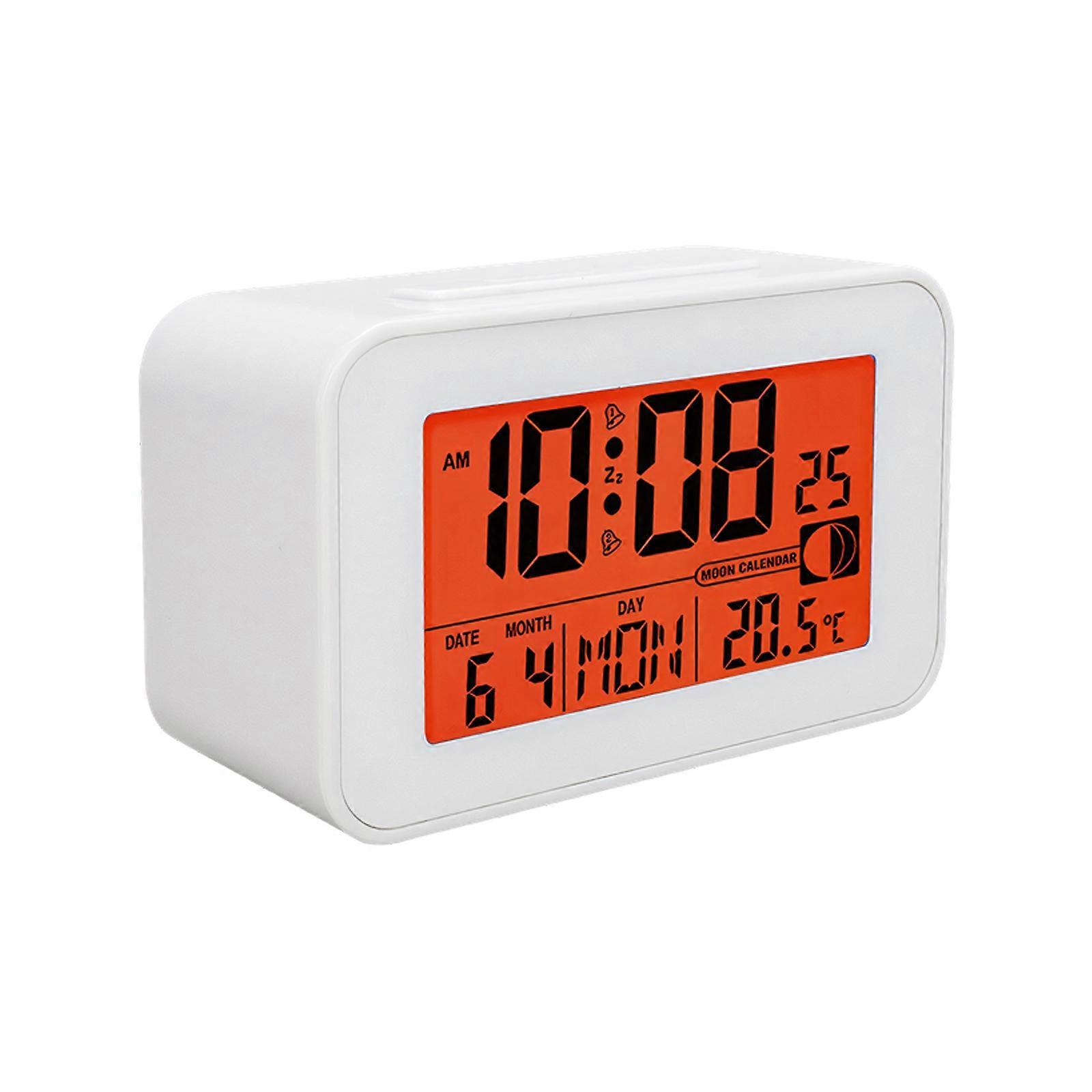 Multipurpose Digital Alarm Clock with Clear LCD Display Backlights Function and Multiple Alarm Setting for Any Room  White