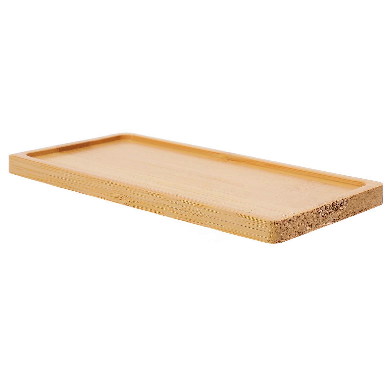 Beige Bamboo Tray for Storage Rectangular Wooden Plant Serving Tray
