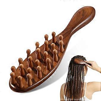 Escova de madeira de sândalo natural para dreadlocks - Escova ergonômica desembaraçadora de cabelos com dentes largos para microlocs e sisterlocs, massageador de couro cabeludo de madeira para cabelos grossos.
