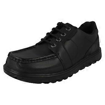 Boys Rhino By Startrite Camoflauge Material Detailed Lace Up Moccasin School Shoes Cadet - Black Leather - UK Size 10H - EU Size 44.5 - US Size 11