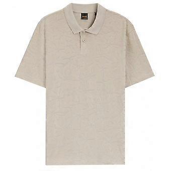 Miesten Hugo Boss Casual Hugo Boss miesten beige kukkakuvioinen jacquard-poolopaita