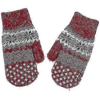 Handschuhe Damen Fäustlinge Schneeflocke Warme Winterhandschuhe Weiche Strickhandschuhe mit Fleecefutter