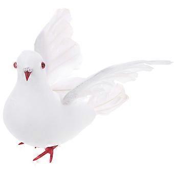 Grote vleugel die zich uitstrekt Kunstmatige duivenveer vogels Peace Pigeons Photo Props voor huisdecoratie bruiloft (wit)