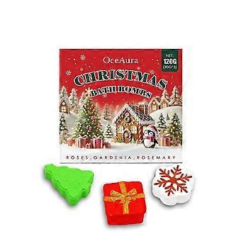 Christmas Bath Ball Set - Feuchtigkeitsspendende und reinigende Badebomben mit Rosen-, Gardenie- und Rosmarinölen