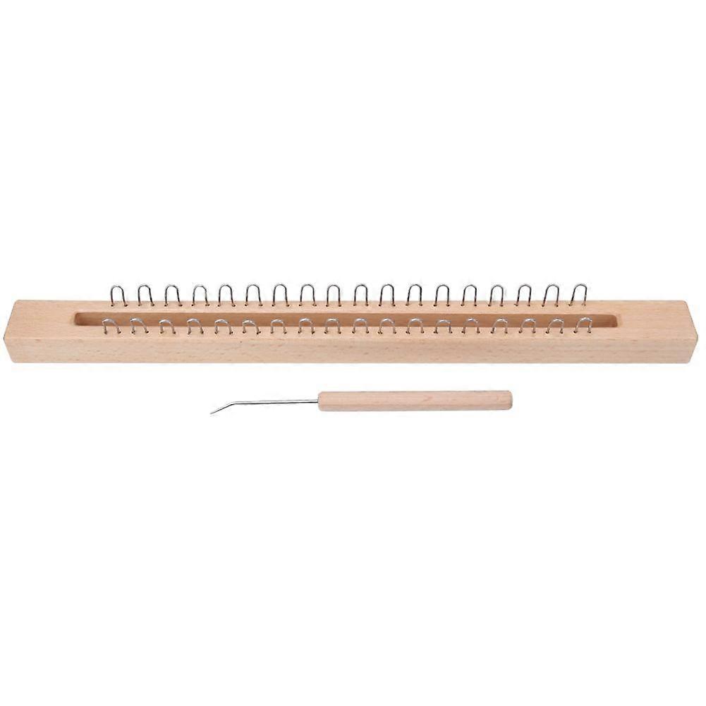 Máquina de tejer de lana manual de telar de madera rectangular con ganchillo de codo