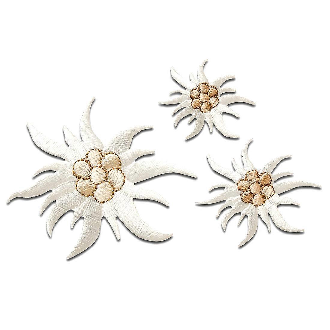 Patch / iron-on patch - Set Edelweiss 3 pcs. - white – different sizes - patch