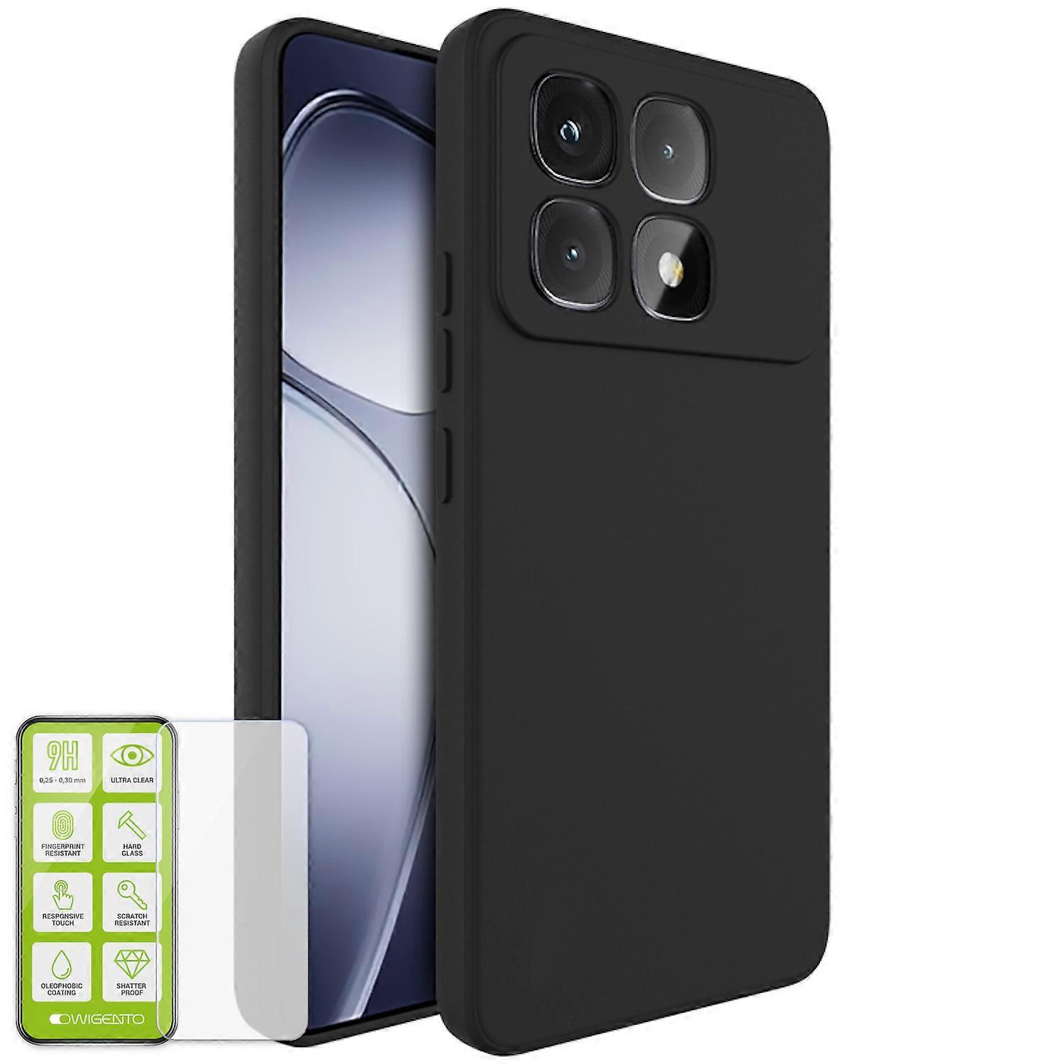 For Xiaomi 14T Pro Silicone Case H9 Glass Phone Case Black Cover Cap