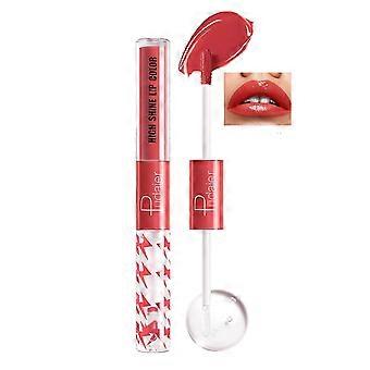 2 in 1 Liquid Lipstick and Clear Lip Gloss Waterproof Coral Red Long Lasting Hydrating Lip Color 02