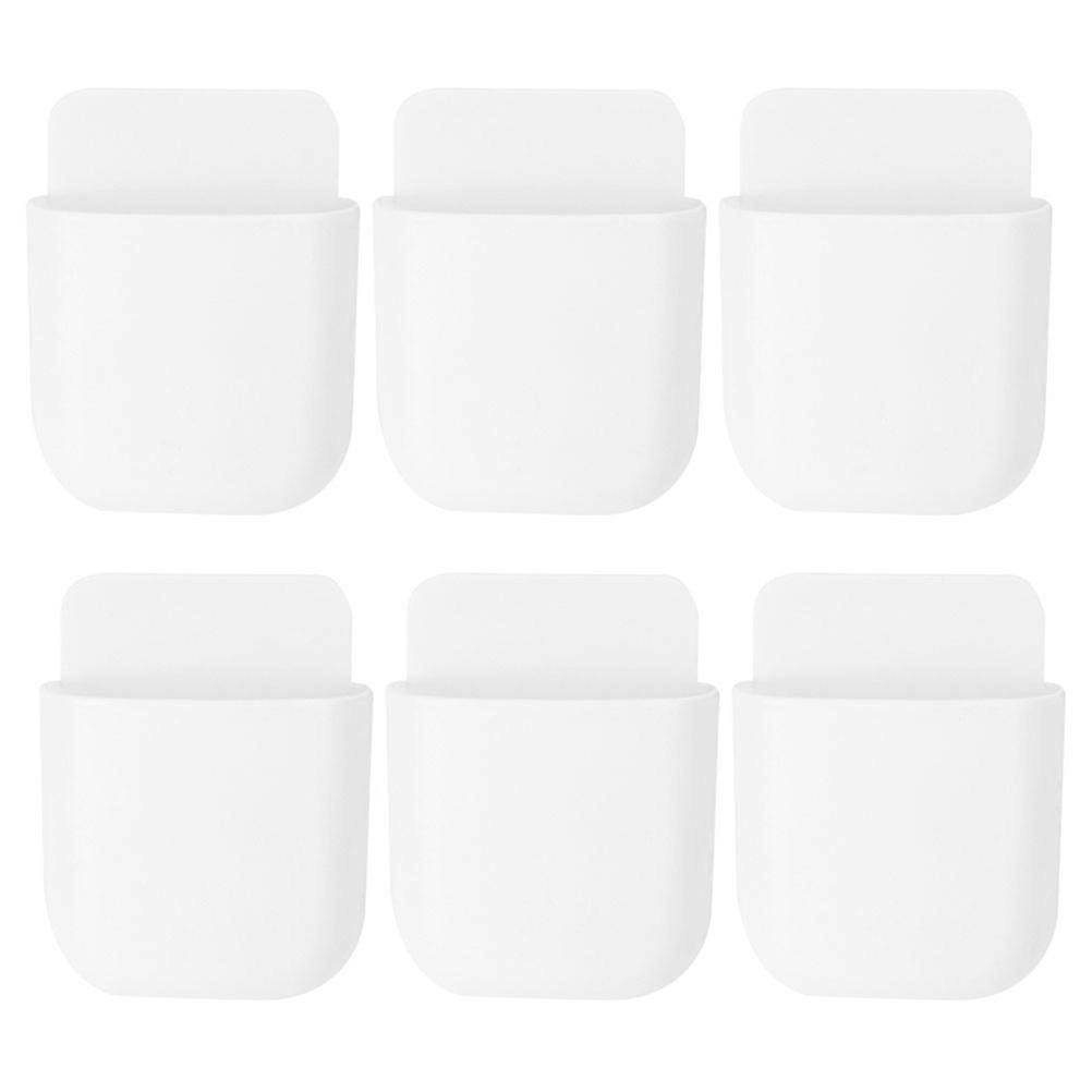 Mobile Remote Control Holder with Wall Mount Plastic Storage Box 6Pcs