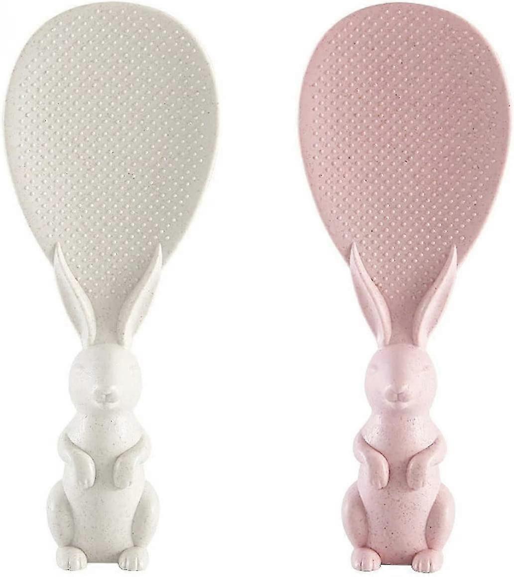 2 Pack Creative Cute Rabbit Rice Spoons (white And Pink)